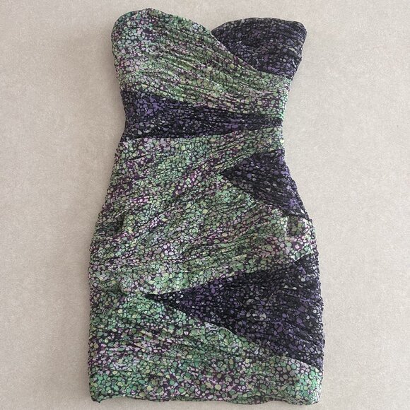 BCBGMaxAzria Paneled Strapless Printed Dress ASO Victoria Justice - Picture 5 of 10